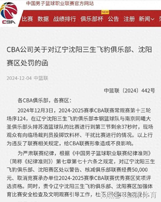 球队因火爆冲突受罚，联赛处罚已下